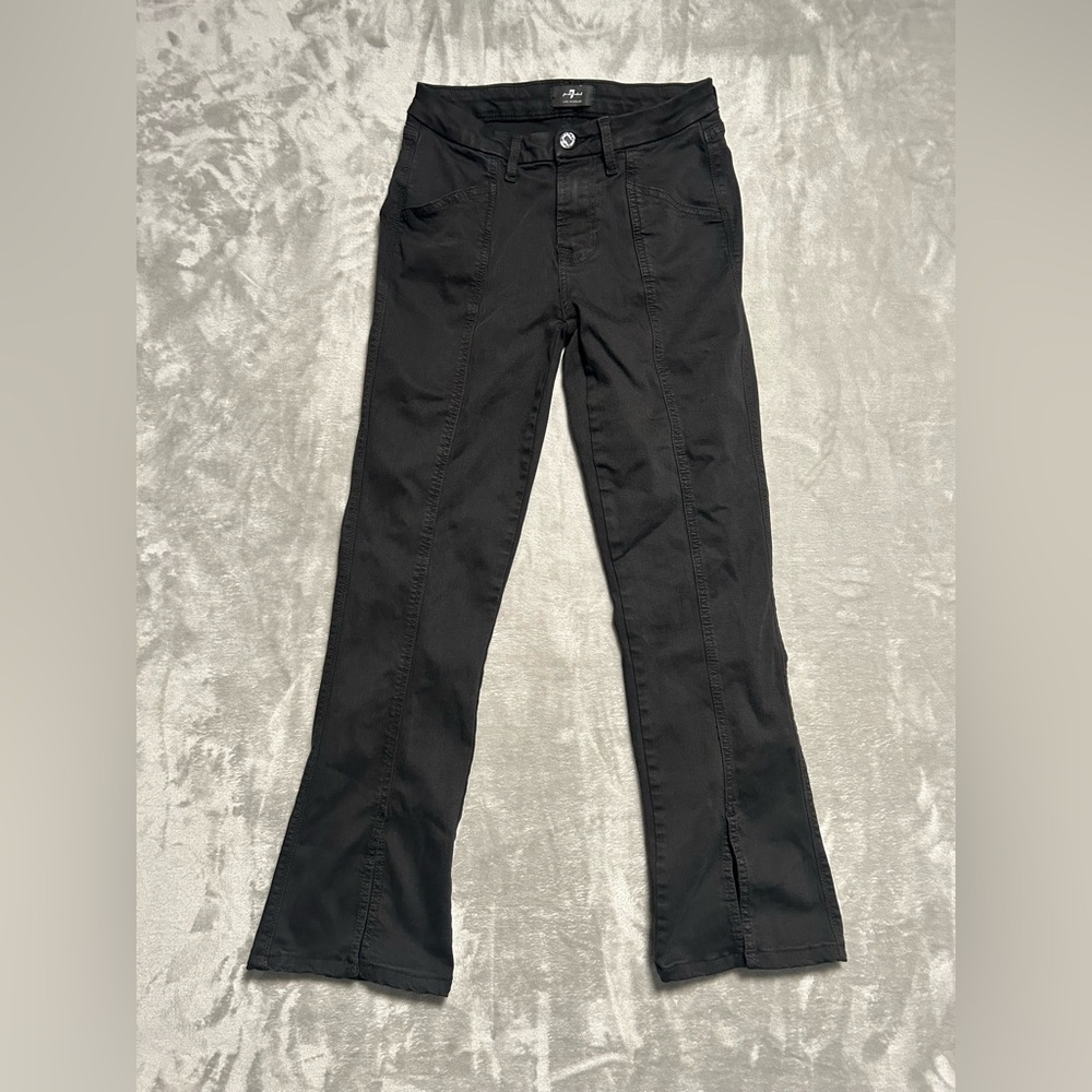 7 For All Mankind Kimmie Straight Jeans Women’s 27 Black Split Hem